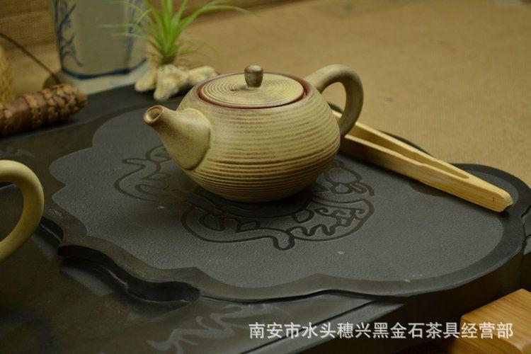 厂家供应 如意系列黑金石质茶具套装 功夫茶茶具 特价销售